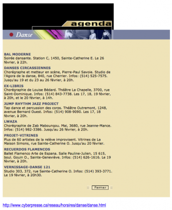 2005_Projet-Vitrines_agenda-Cyberpresse